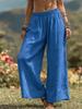 2026 Spring-Summer Women's Solid Color Casual Wide-Leg Pants - Loose, Side Pocket, Elastic Waist, Cotton Linen