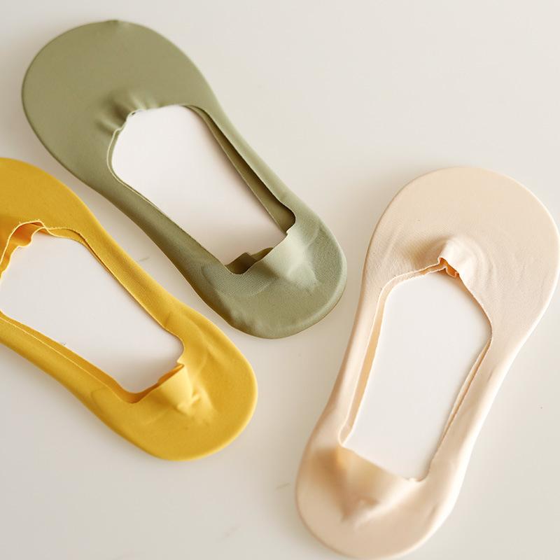 Socks Invisible Socks Summer Thin Ice Silk Socks Shallow Mouth Low Top Silicone Non-Slip Boat Socks Skin-Friendly And Soft