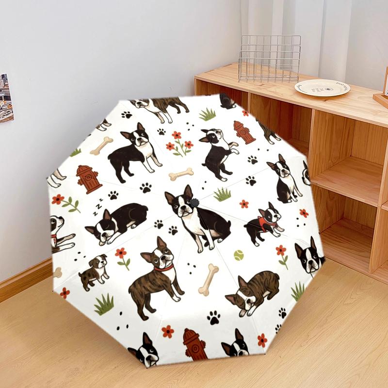 1 PC Automatic Folding Umbrella - Cute Dog Pattern, Portable & Foldable Design with 8 Ribs, Christmas Birthday Gifts