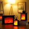 LED Fireplace Lamp Charcoal Flame Lantern Christmas Decoration Night Light for Home Courtyard Bedroom Living Room Tabletop