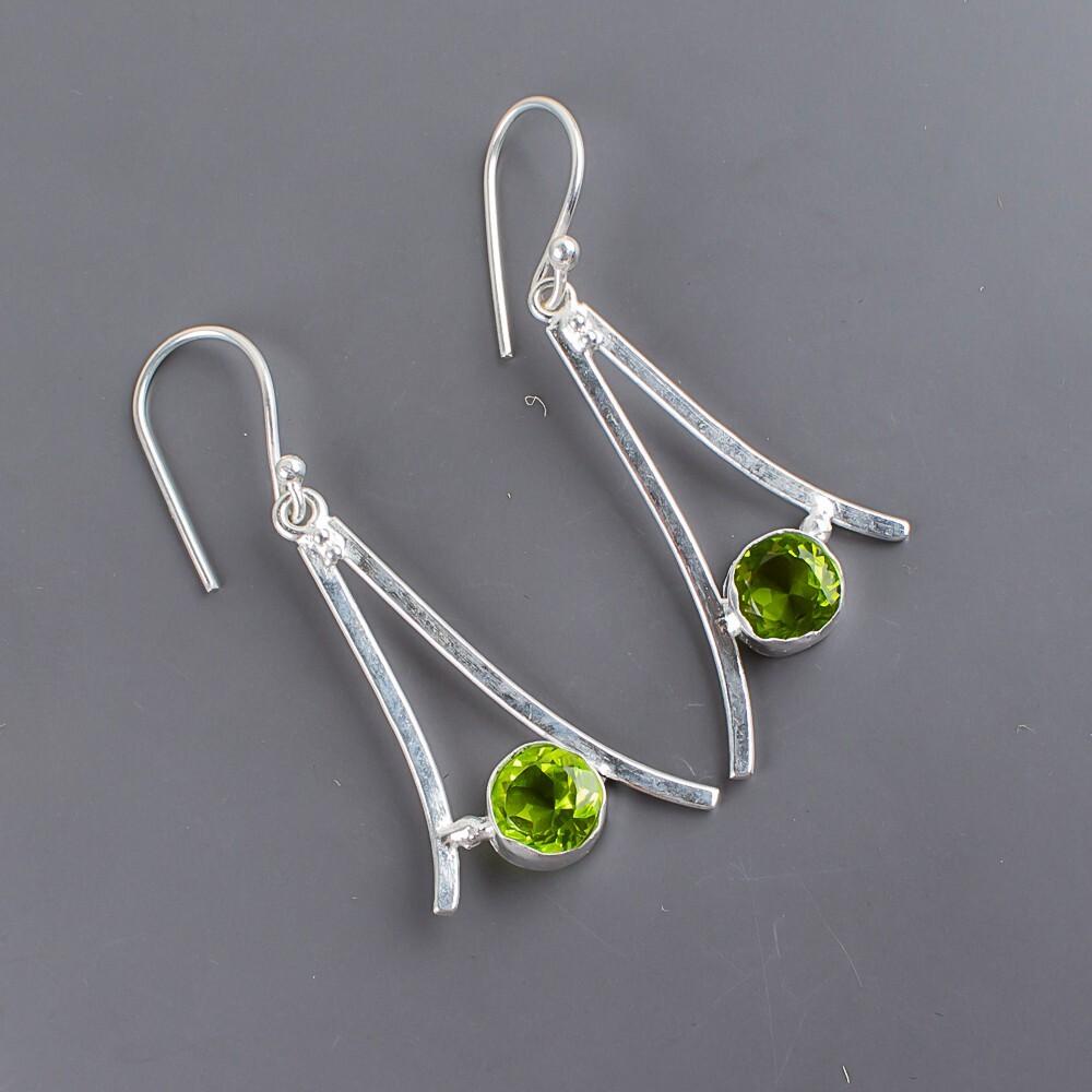 Peridot Gemstone 925 Sterling Silver Jewelry Handmade Women Gift Earrings 1.45" EE-66-3