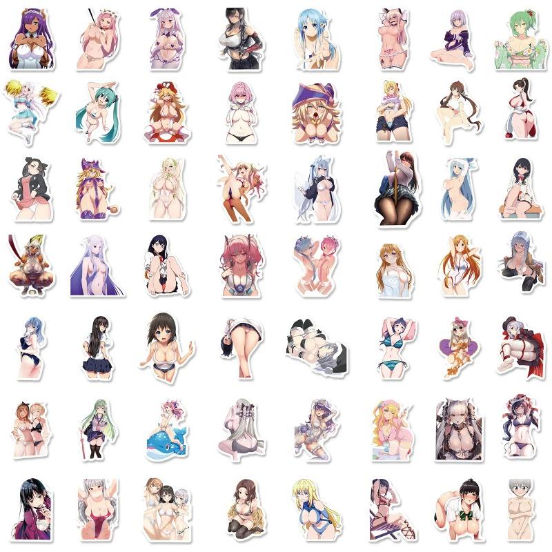 500PCS Not Repeated Anime Sexy Girl Bikini Stickers Waterproof Kawaii Decals for Laptop DIY Otaku Gift