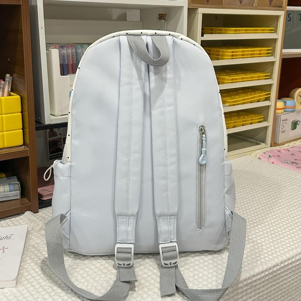 Schoolbag Sakura Milk Fu Polka Dot Weaving Korean Low Saturation Gentle Sense Campus Commuter Versatile Backpack