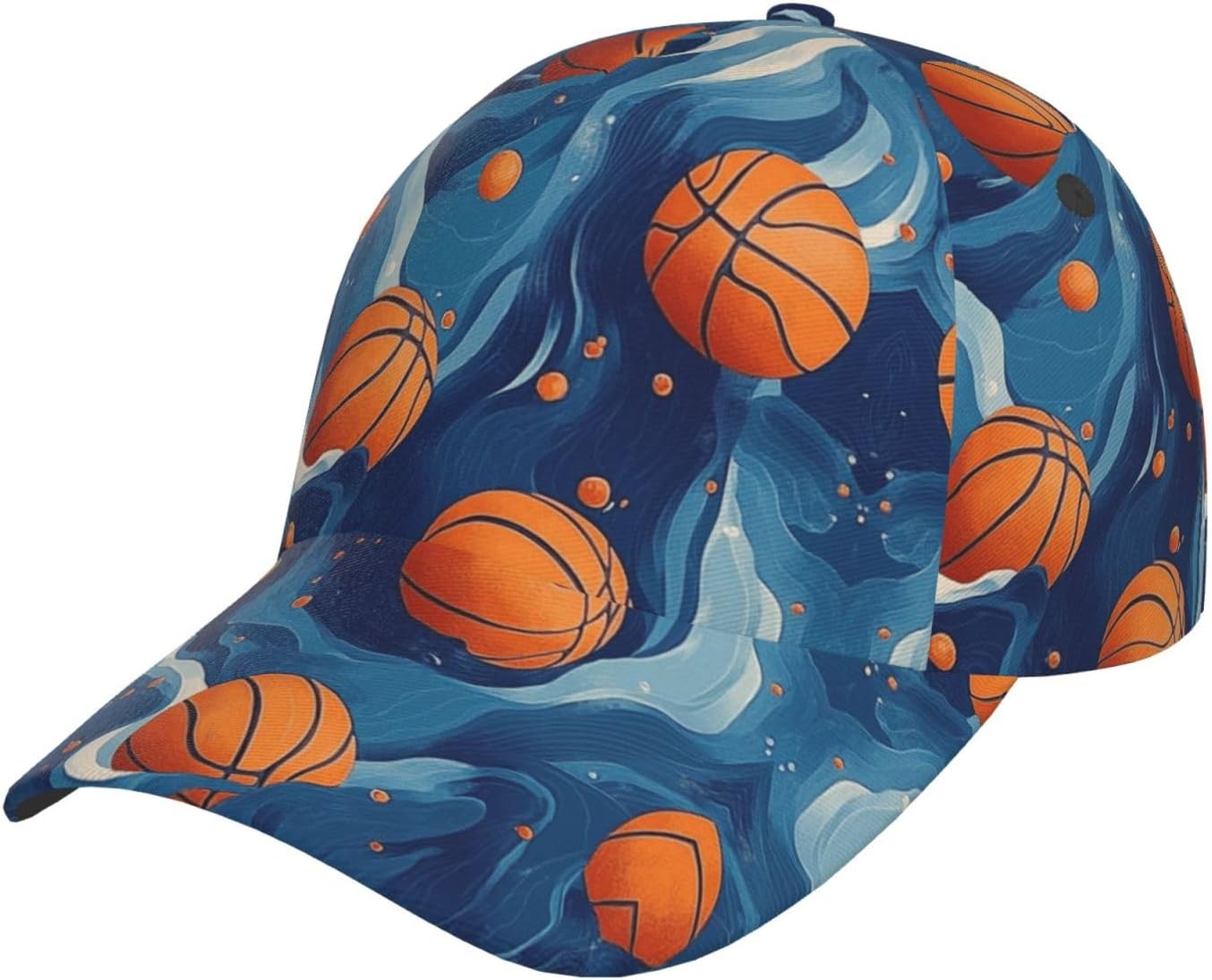 

Swirl Blue Basketball Graphic Art Hats Men Women Adjustable Caps for Running Workouts and Outdoor Activities All Seasons Cat One Size