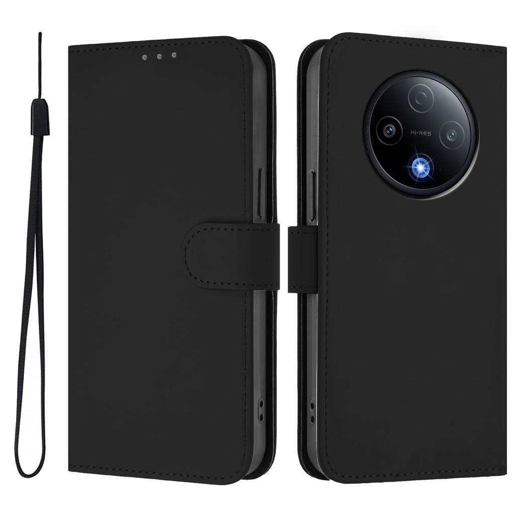 For Xiaomi Redmi 15 4G (EU) (171mm) Case Solid Color Wallet Leather Phone Cover with Strap