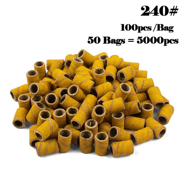 5000pcs Nail Art Sanding Bands 80# 120# 180# 240 Grinder Band for Manicure Drill Machine Removing Gel Varnish Pedicure