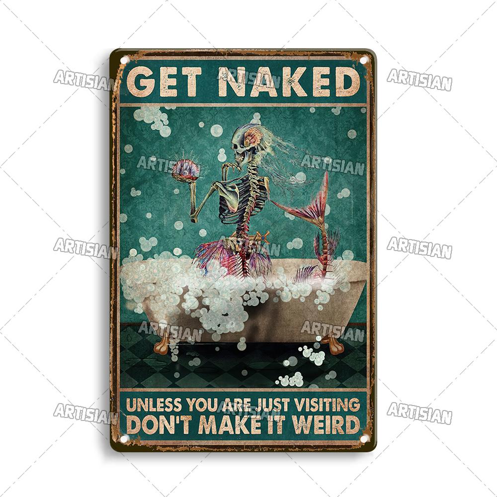 Artisian Your Butt Napkins Skeleton Metal Sign Funny  Tin Plaque Bathroom Toilet Washing Room Decorative Poster Wall Decor