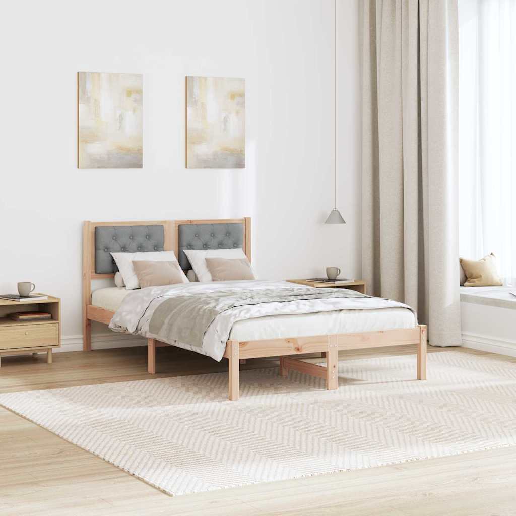 Bed Frame Light Grey 120 x 190 cm Solid Pine Wood