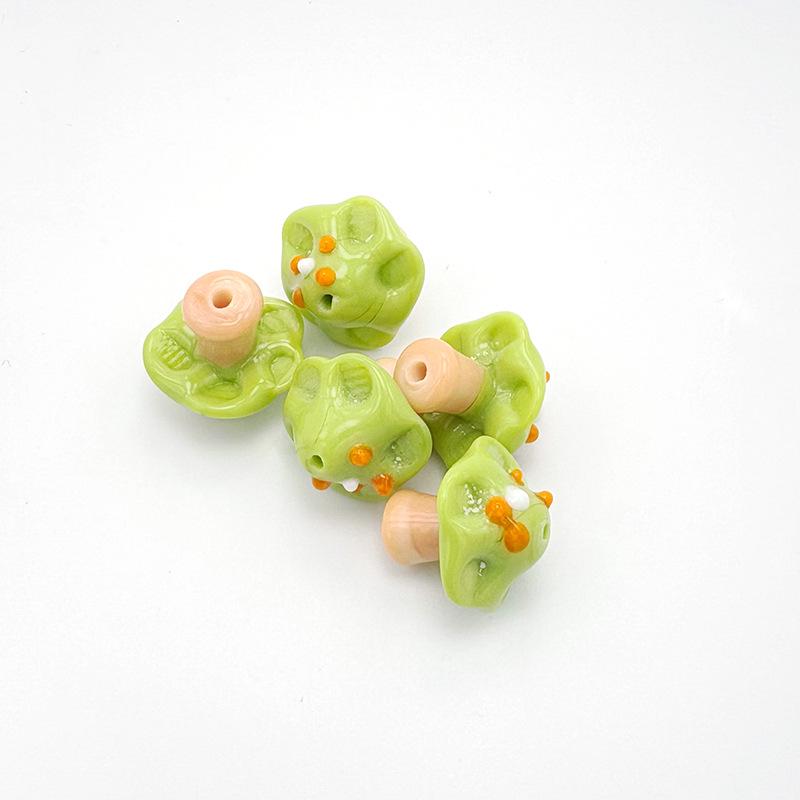 Red Umbrella Poisonous Mushroom Glass Beads for DIY Jewelry: Handmade Lampwork Beading Materials for Bracelets and Necklaces.