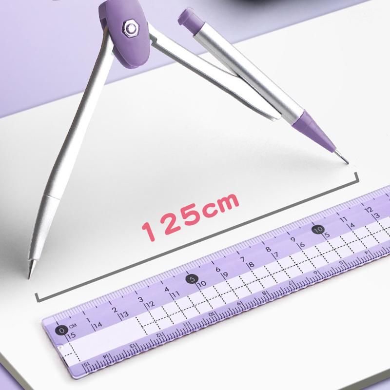 8-Piece Set Of Measuring Rules For Students Including Compass Measuring Angle Ruler Triangular Ruler Measuring And Drawing Compl