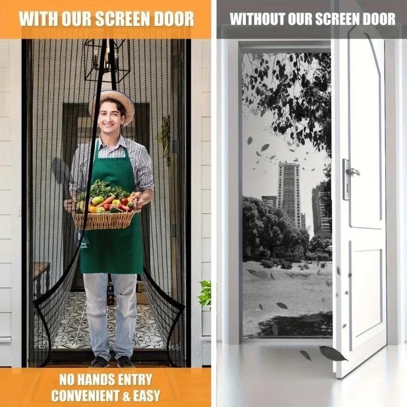 Polyester Screen Door Self-sealing and Door Screen Magnetic Self Adhesive Seal To Keep Bugs Out Retractable Screen Door