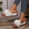 Slope heel beach slippers women's summer new fish mouth flower comfortable outdoor seaside play beach shoes women