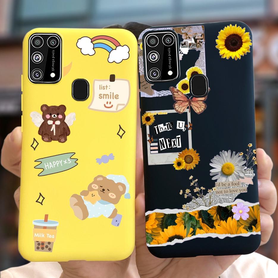 For Samsung Galaxy M31 Case SM-M315F Cute Bear Cartoon Painted Cover Phone Case For Samsung M31 M 31 GalaxyM31 Bumper Soft Funda