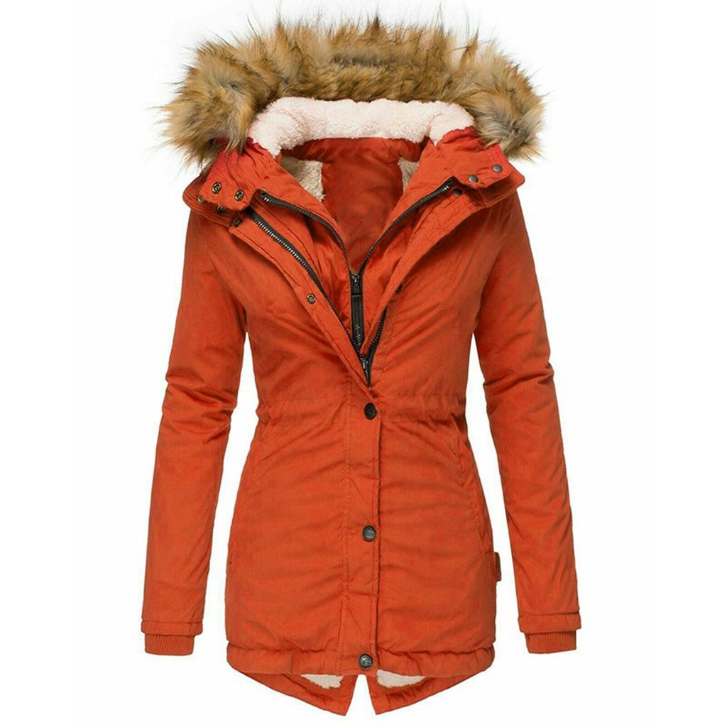 Women's Winter Warm Collar Zipper Long-sleeved Slim Cotton-padded Coat Coat Hooded Coat
