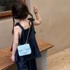 Pure Button Pearl Colour Handheld Kid Trendy Stitching Shoulder Small Bag Square