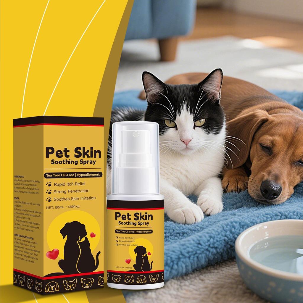 Pet Skin Soothing Spray Pet Moisturizing Spray 50ml Itch Relief Conditioner Coat Shine Shampoo for Cat Wound Freshening Grooming