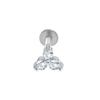 Gioiello per Piercing Labbra e Cartilagine Auricolare a Bottone in Acciaio Inossidabile 316L con Fiore di Zircone