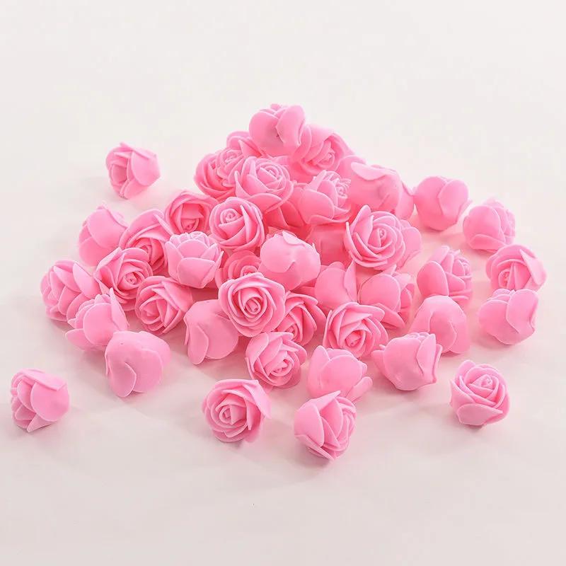 50pcs/bag Beautiful Colorful Foam Flower Roses Suitable Bride Wedding Artificial Flowers Decorative Handmake Diy Gift Box Decor