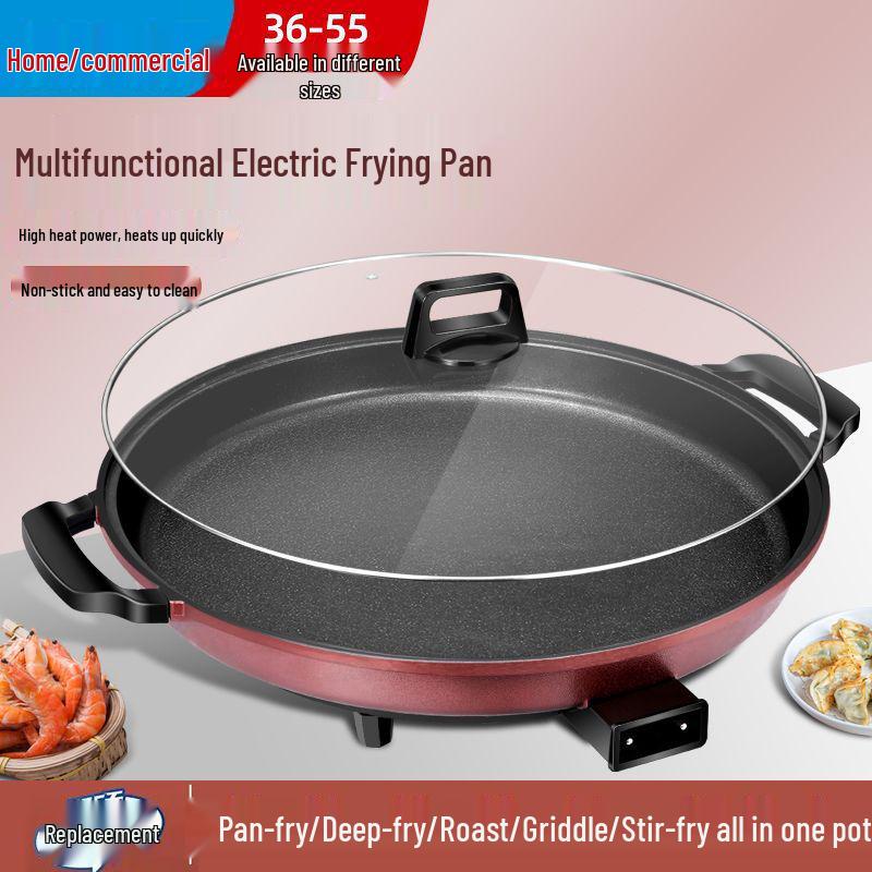 Extragroße antihaftbeschichtete elektrische Grillplatte: Multifunktionale Pfanne zum Frittieren & Backen für Pfannkuchen & Roti