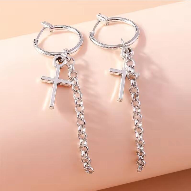 Gothic Metal Love Heart Drop Earrings for Women Steampunk Cross Dangle Earrings Party Jewelry Gifts