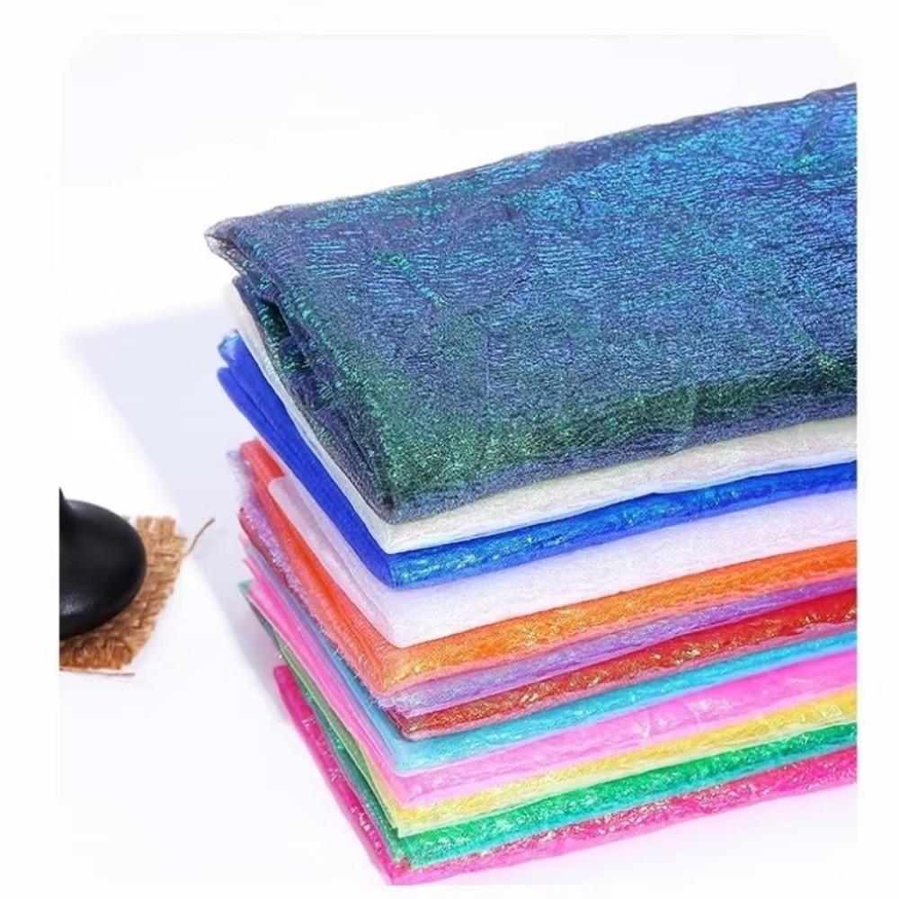 Illusion Farbe Regenbogen Laser Garn Stoff 100x140cm Schillernder Organza für Kleid Vorhänge