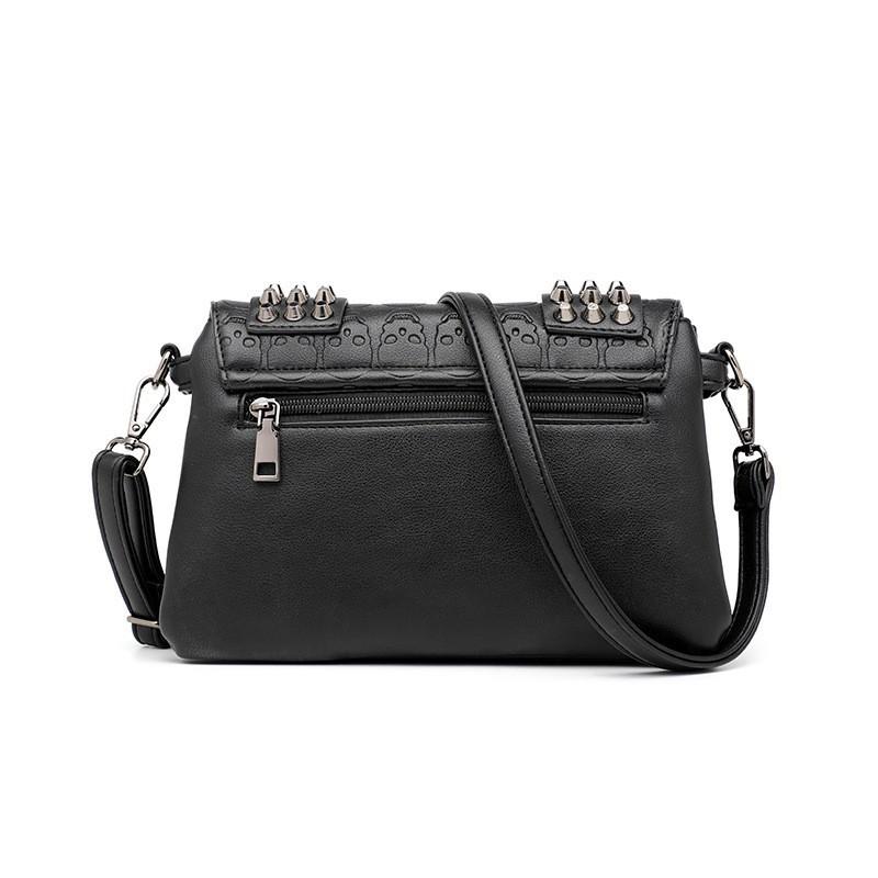 New Fashionable Women's Bag with Rivets, Black Skull Head Shoulder Bag, Women's Casual Embossed Trendy Diagonal Cross Women's Bag