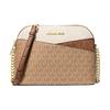 Jet Set Travel Logo Print Design Printed Canvas Coated Canvas Crossbody Shoulder Bag Medium Women's Beige