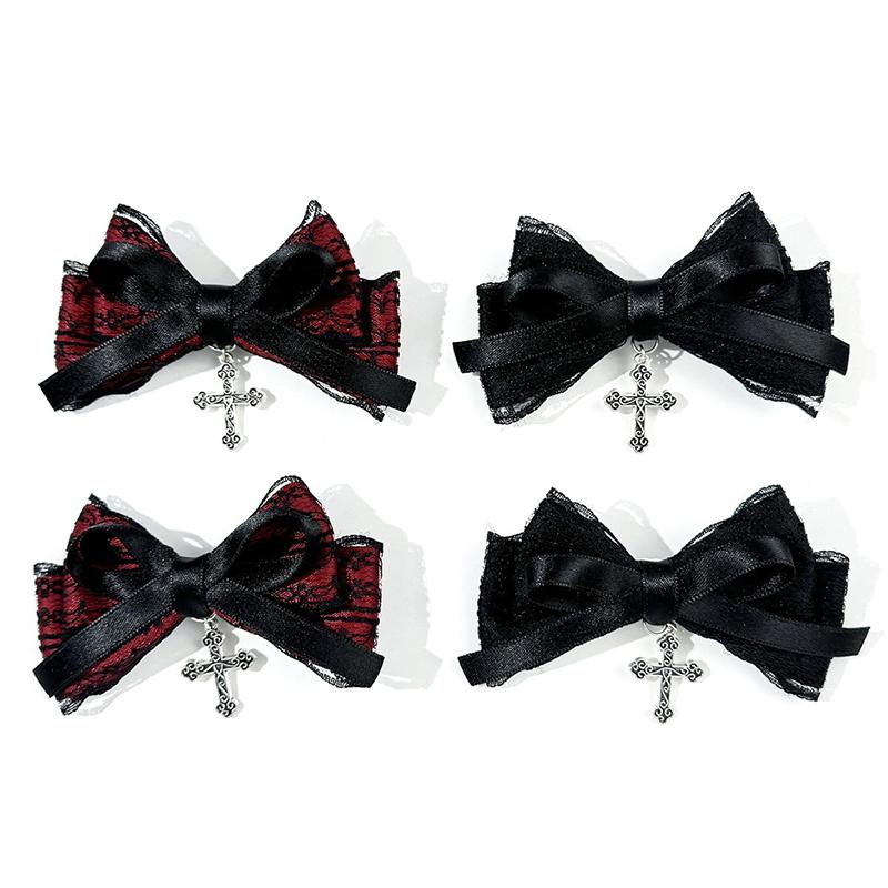 1/2Pcs Gothic Hair Clip Exquisite Hair Accessories For Women Girls Personalized Sweet Cool Cross Bow Hair Clip Gifts