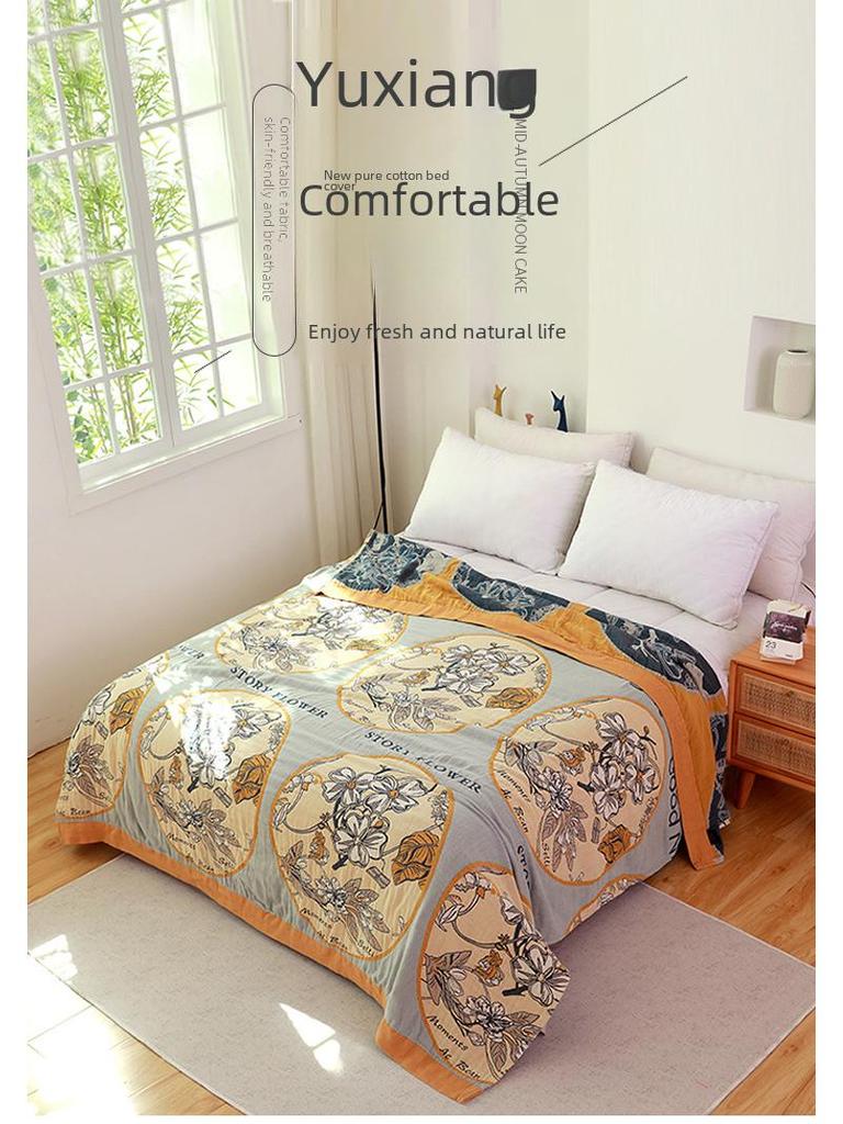 2025 Neue reine Baumwoll-Mulltuch-Decke für Sommer & Büro-Nickerchen