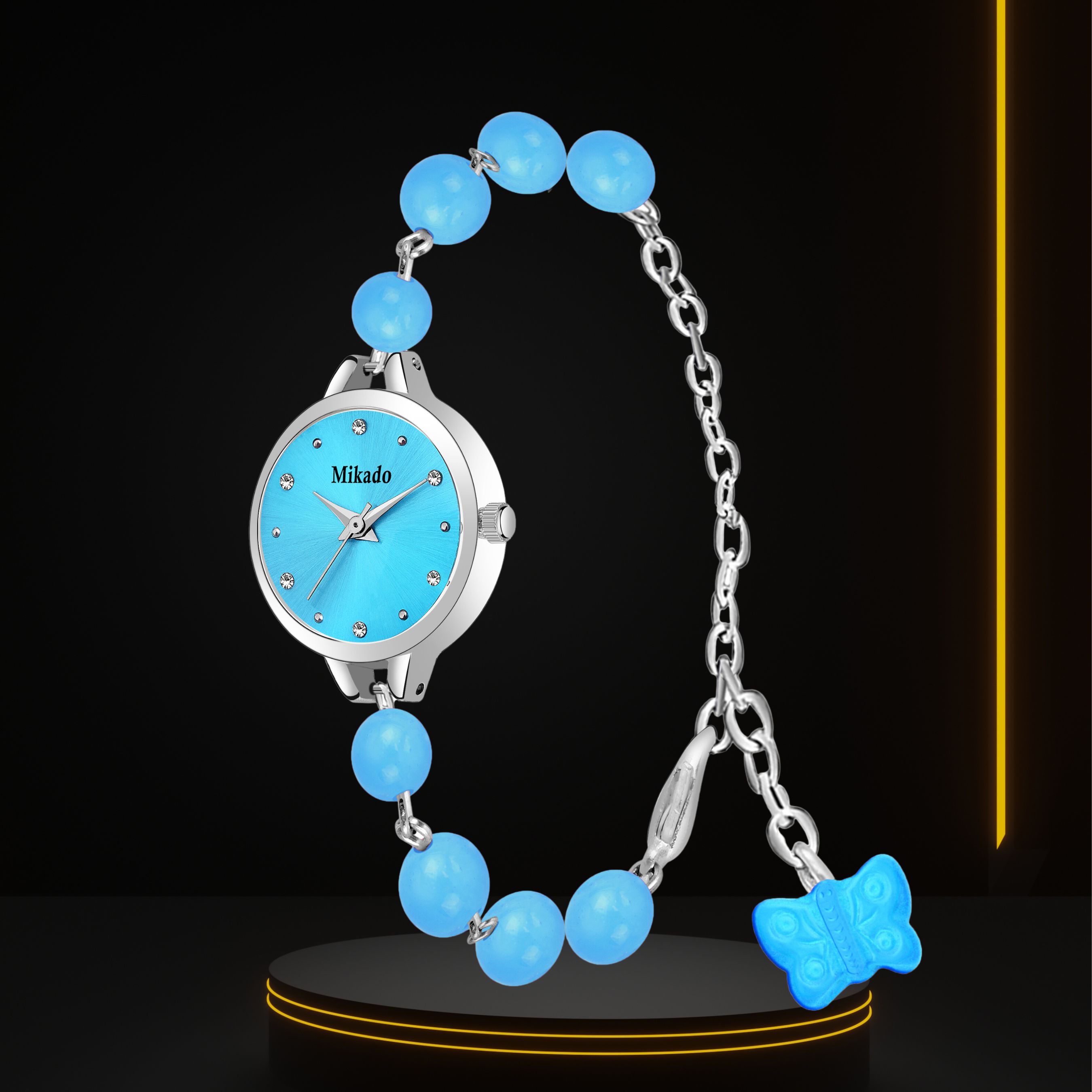 

Аналоговые часы с регулируемым ремешком в стиле браслета из бисера Mikado Blue для женщин и девочек