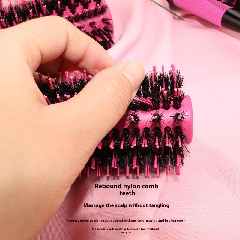 Professional Round Wooden Hair Brush Boar Bristle Mix Nylon Salon Women Hair Styling Tools Hair Curler