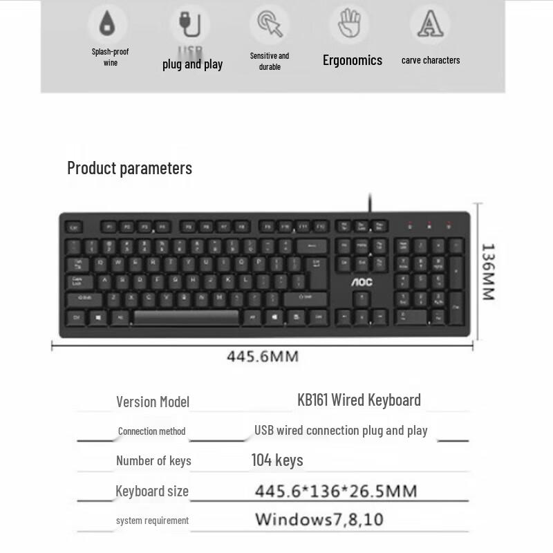 Hudian Jinggong KB161 Wired USB Keyboard