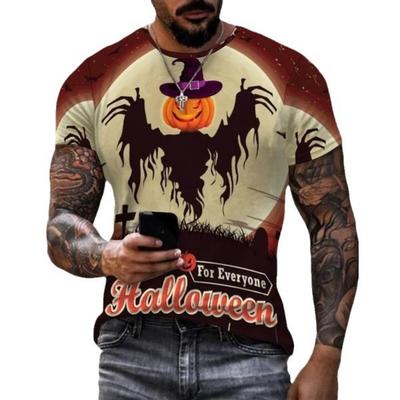 Halloweenská dýně 3D digitálně potištěné pánské volné ležérní tričko s krátkým rukávem sportovní top