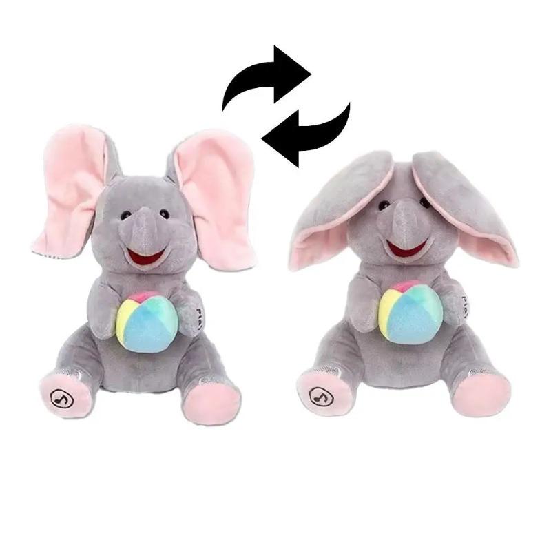 Hide-And-Seek Elephant Plush Toy Baby Interactive Singing Musical Toy For Soothing Children Head Up Training Toys Children Gift серый