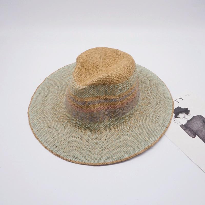 My Extreme Outdoor Activities Women's Green 01909-2508751 Summer Korea Orders Mint Handmade Paper Straw Fedoras Cap Men Leisure Panama Hat 57Cm