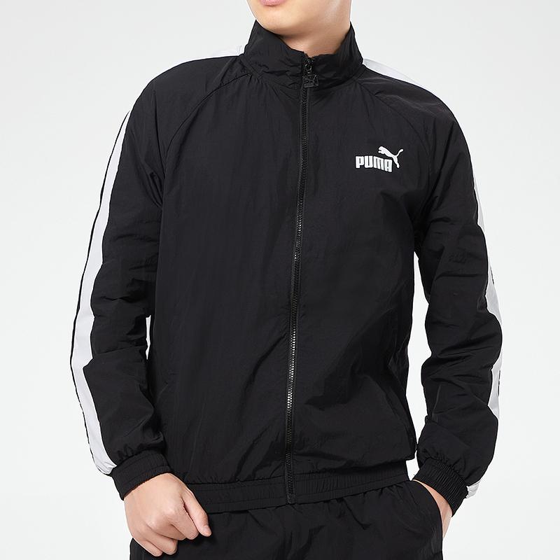 Puma Logo Sports Windproof Stand Collar Woven Jacket Men Jacket Black 532559-01