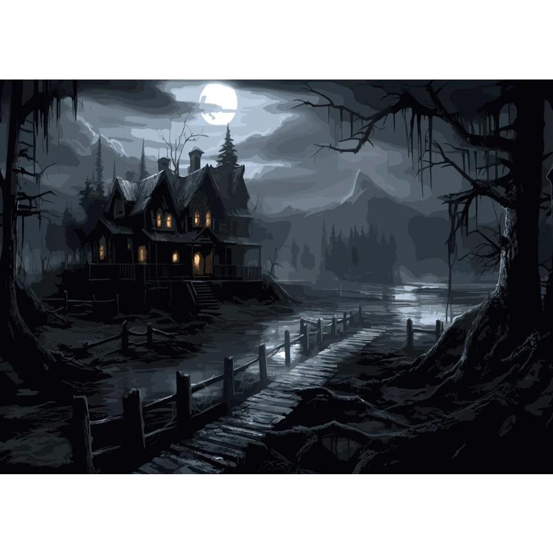 Poster Fundal de Noapte Pădure Întunecată Horror Cimitir Bântuit și Imprimeuri Imprimare pe Pânză Artă de Perete Imagine pentru Camera de Zi Decor Acasă