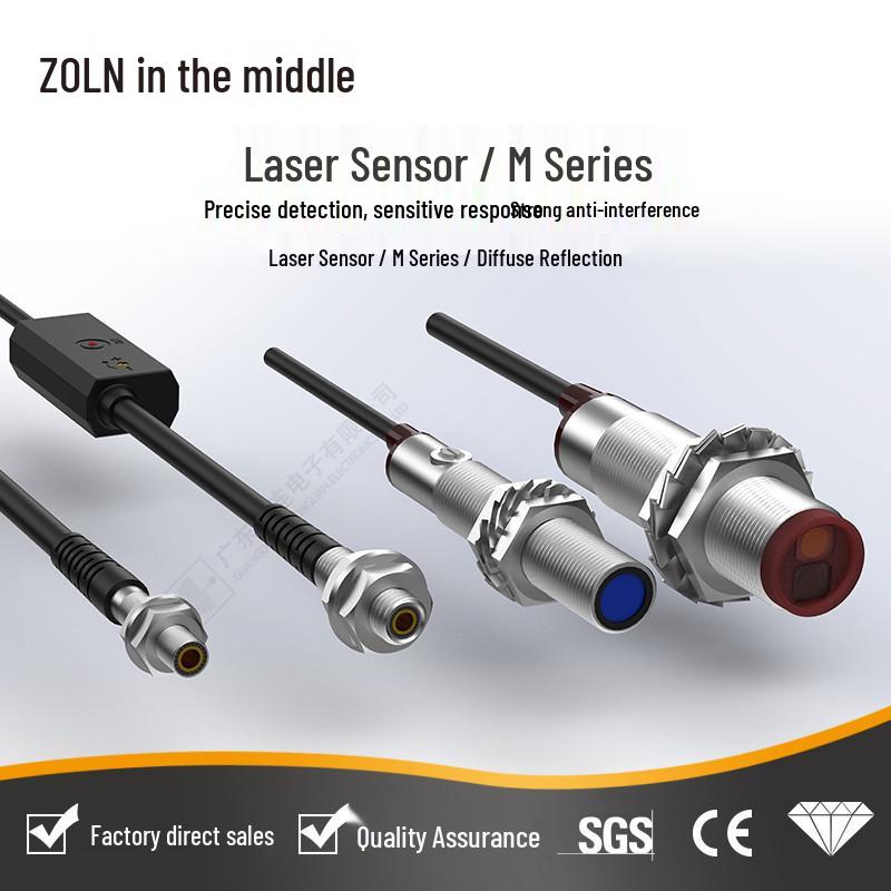 Zhonglian M Series Photoelectric Switch - M18 Diffuse Reflective, M12 Through-Beam, M8 DC Three-Wire