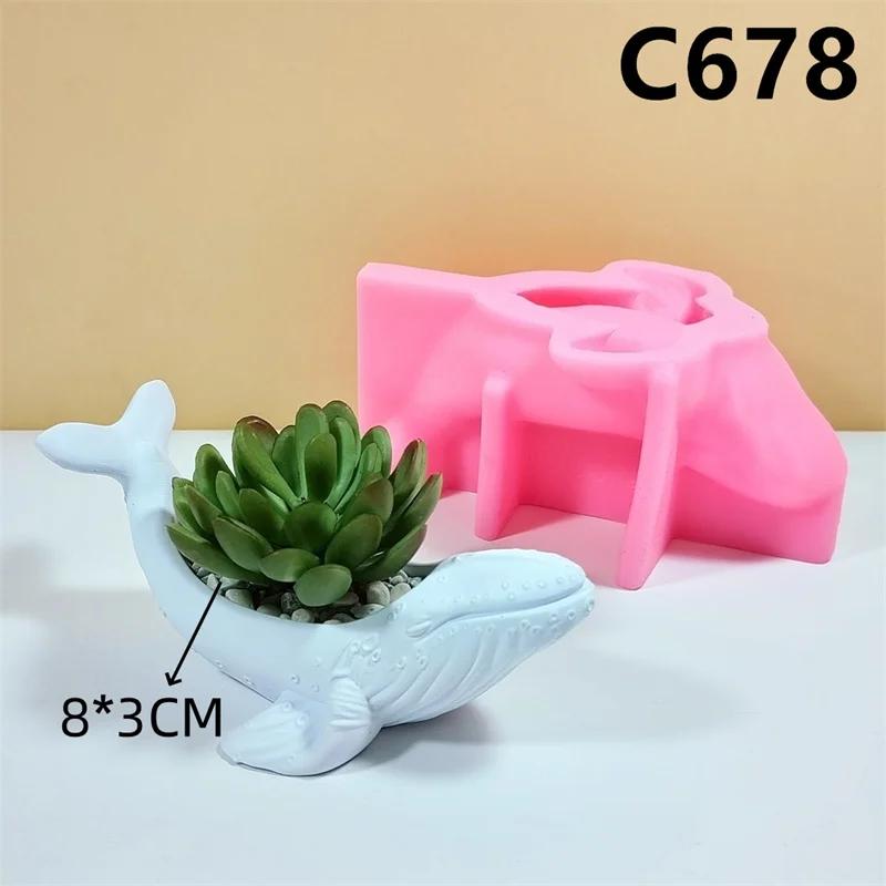 Big Whale succulent plant flowerpot resin silicone mold marine animal whale storage box candle cup concrete cement gypsum mold