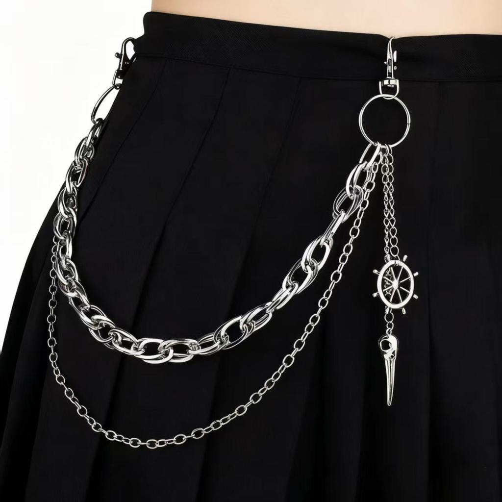 Dunkles Gothic Vogelschnabel Schiffsrad Kette: Trendiges Halloween Hip Hop Hosenzubehör
