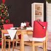 Washable Fabric Chair Covers Christmas Cover Red Santa Hat Dining Slipcover Holiday Elastic Non-woven Protectors Back Cover with Pom for Xmas