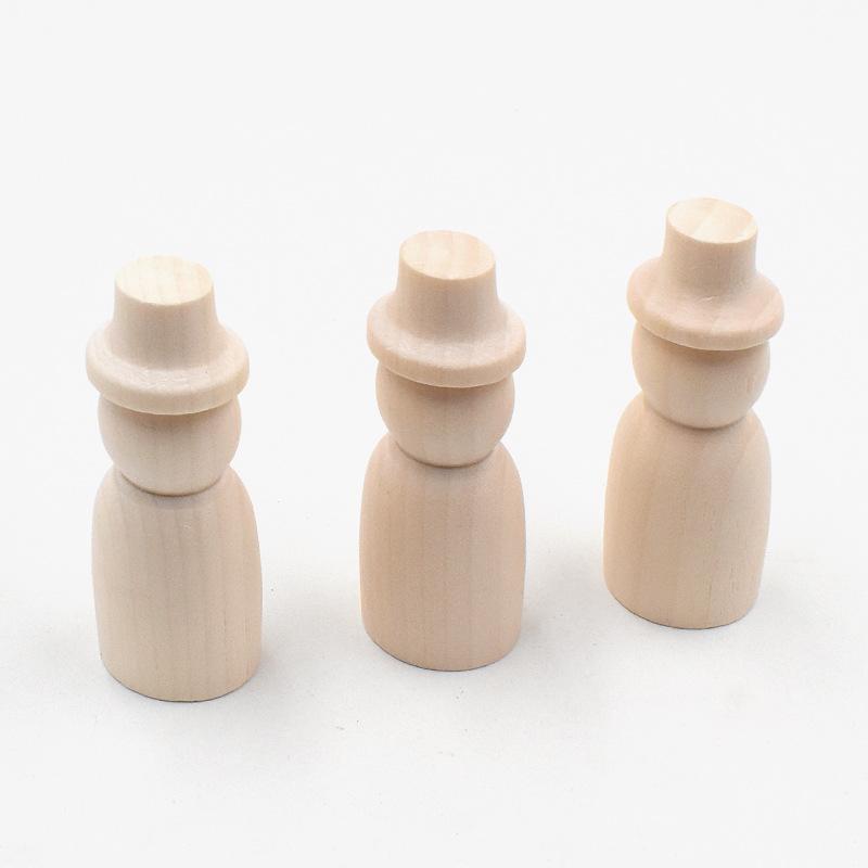 2pcs 65mm Mini Wooden Snowmen Wood Shapes, Wooden Crafts To Make and Decorate, Make Your Own Christmas Decorations