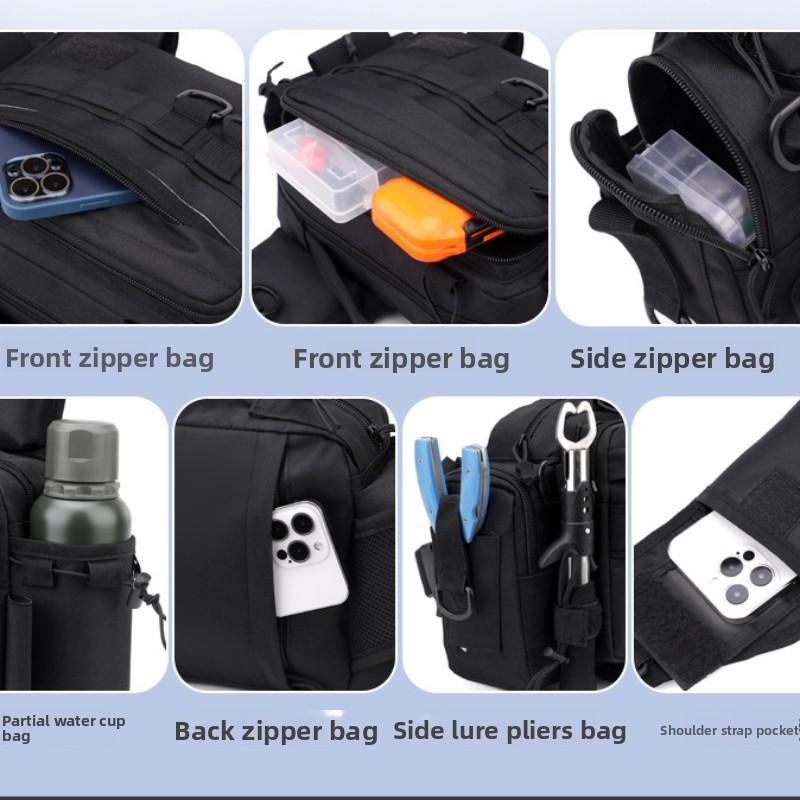 Large Capacity Luya Bag Multifunctional Fanny Pack Fishing Rod Bag Tactical Backpack Crossbody Bag Fishing Plug Rod Fishing Gear Bag Rod Bag