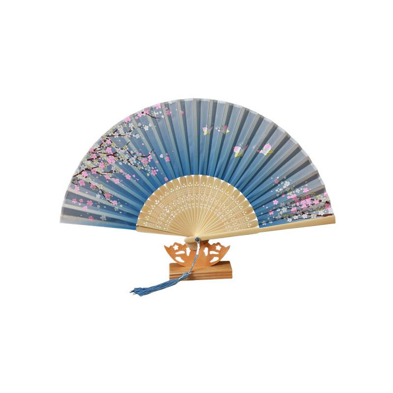 Chinese Classical Handheld Folding Fan with Tassel - Bamboo Hanfu Accessory
