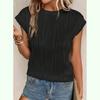 Women's Fashion Tops Round Neck Ultra Short Sleeve Solid Color Summer T-Shirt