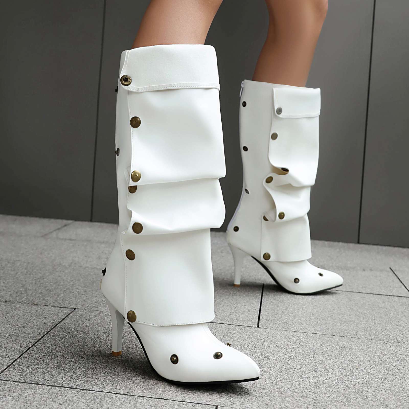 lenkisen ПУ осенне-зимние туфли с острым носком на шпильках — фото 14