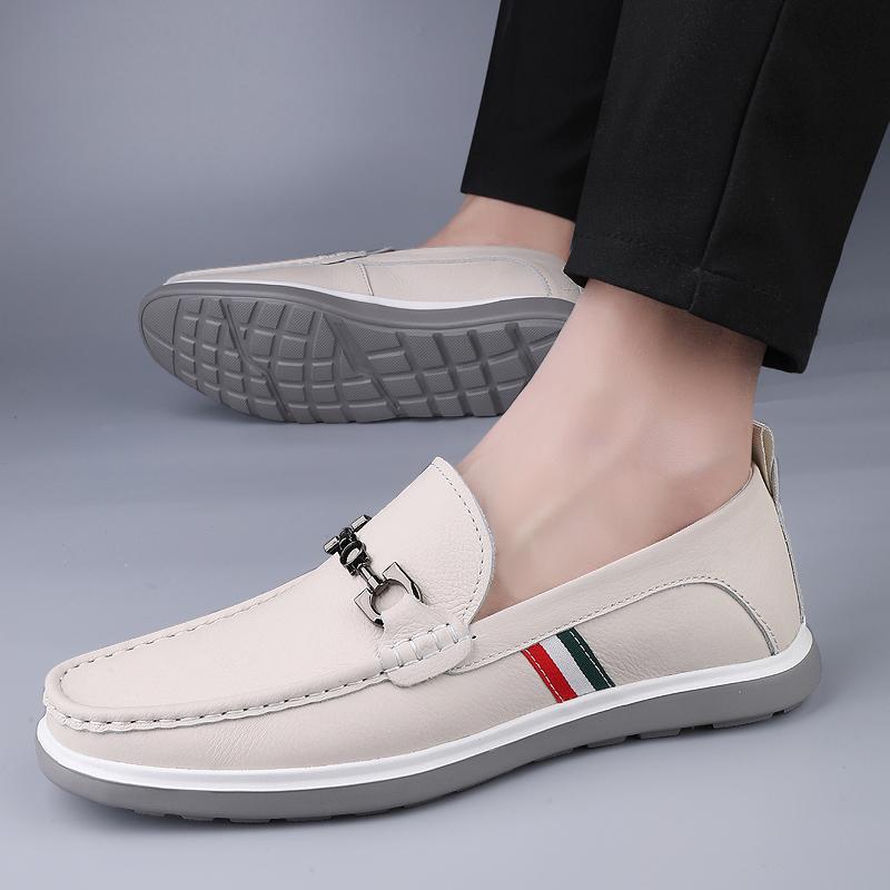 Fashion Leather Bureau Lightweight Flats Fashion Casual Shoes Men 2024 New Arrival Mens Non-Slip Loafers All-match Mens Slip On Footwear