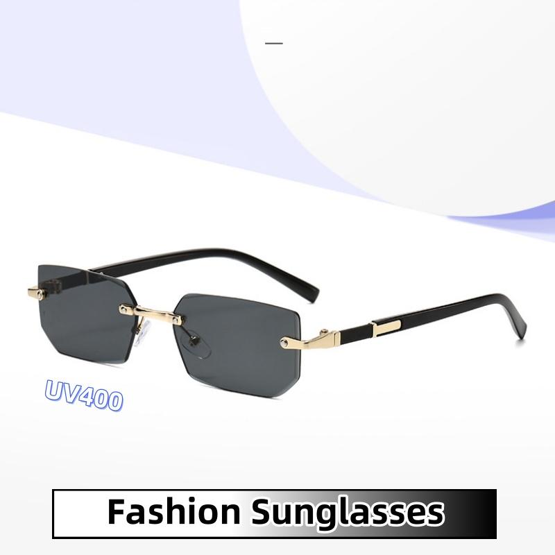 Personality Rimless Sunglasses Men Business Metal Edges UV Protection Retro Sun Glasses Fashion Eye Protection