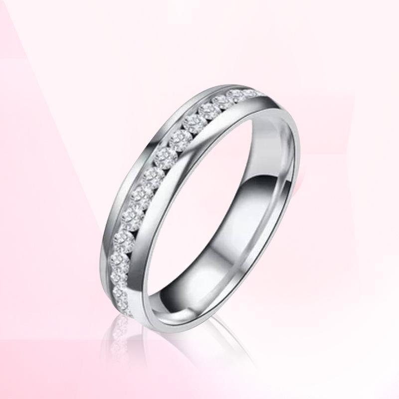 

Titanium Steel Starry Sky Diamond Ring - European & American Style Size 6 срібний