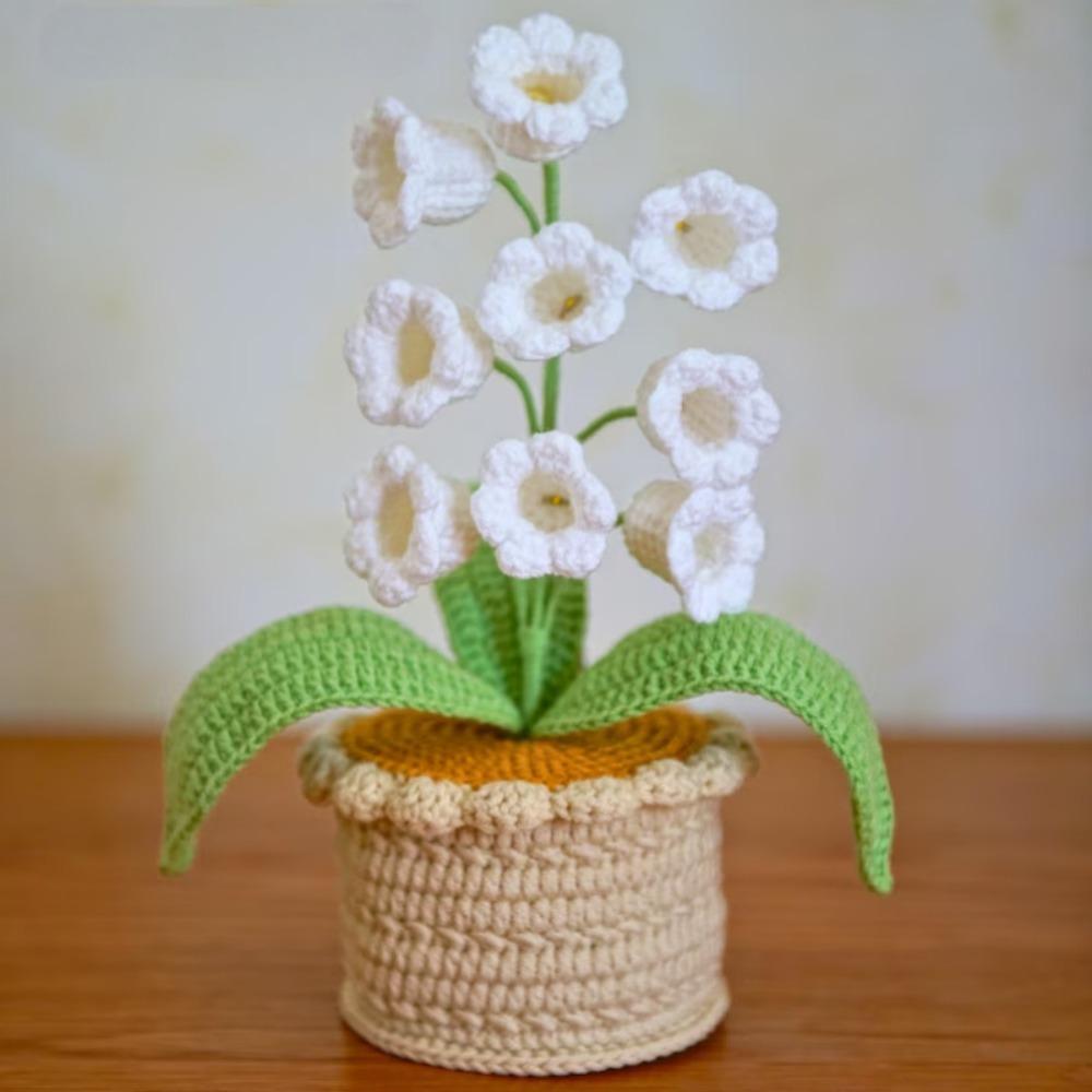 Knitting Wool Lily of The Valley Lamp Artificial Flowers 9 Glowing Crochet Artificial Flowers Handmade Crochet Orchid Gift